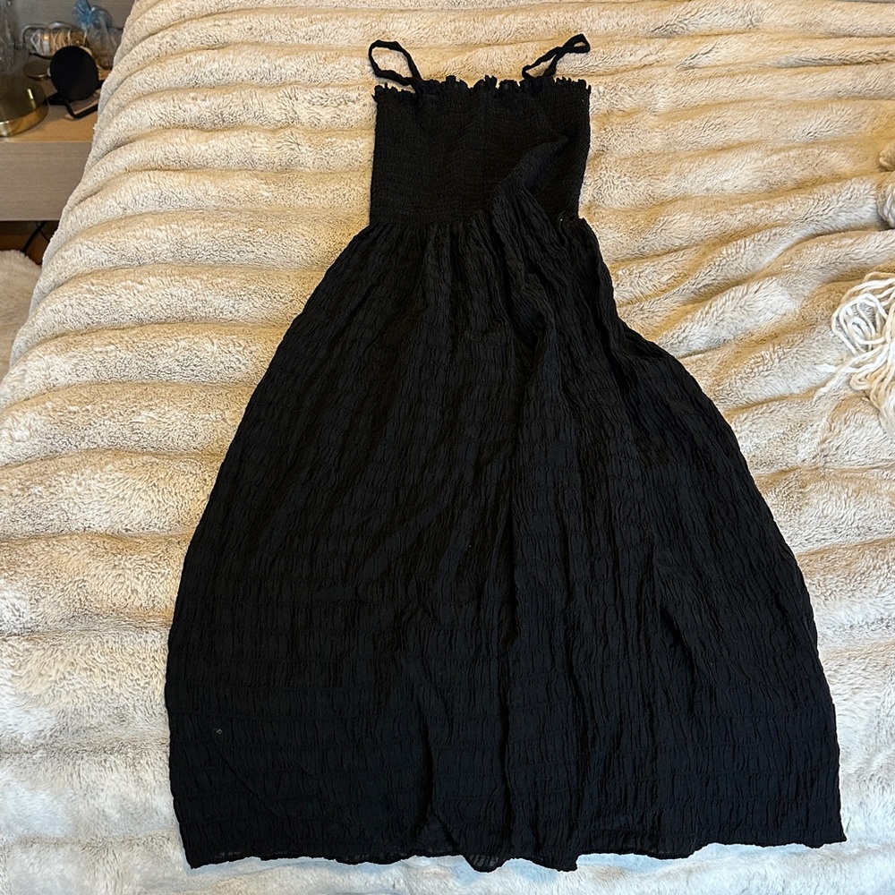 Black Smocked Maxi Dress